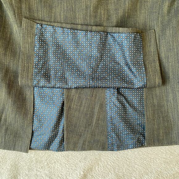 Paul Fredrick Herringbone Double Breasted Sport Coat Blazer Men 40L Green Navy - Picture 4 of 13